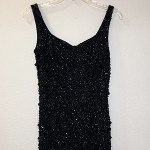 NWT New ADRIANNA PAPELL Evening Cocktail Dress Sz 2 BLACK Sequins FORMAL Wedding